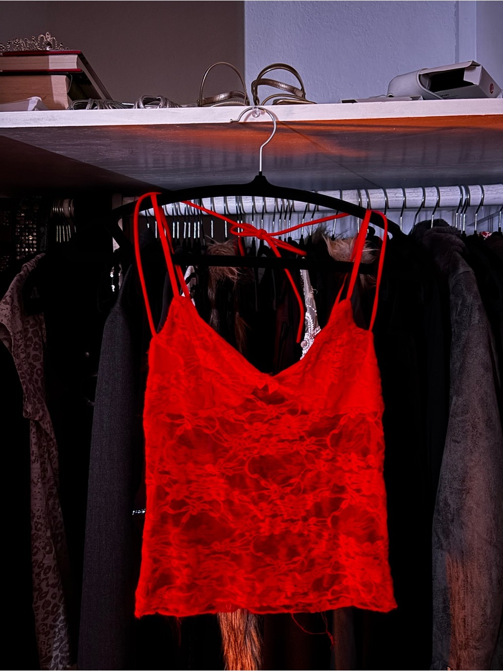 Amazon Red Lace Camisole Tank Top